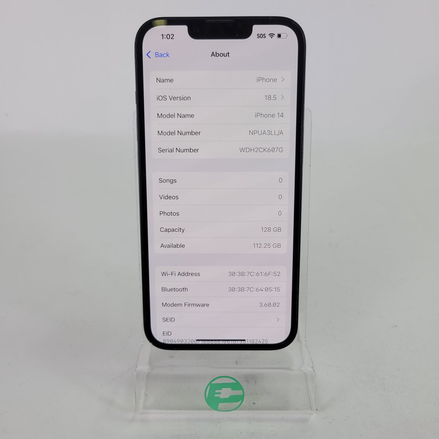 Unlocked Apple iPhone 14 128GB Midnight NPUA3LL/A