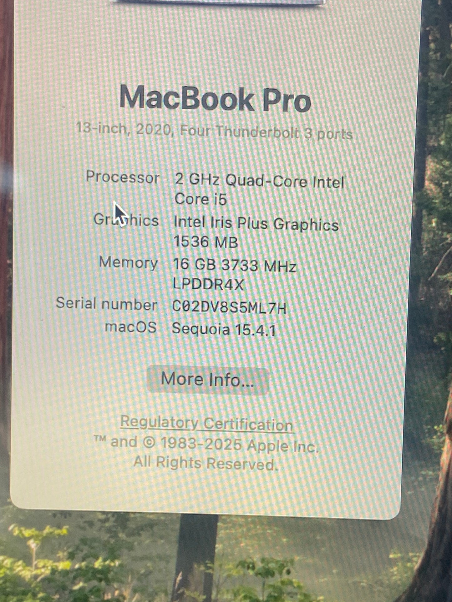 2020 Apple MacBook Pro 13.3" i5 2.0GHz 16GB RAM 500GB SSD Space Gray A2251