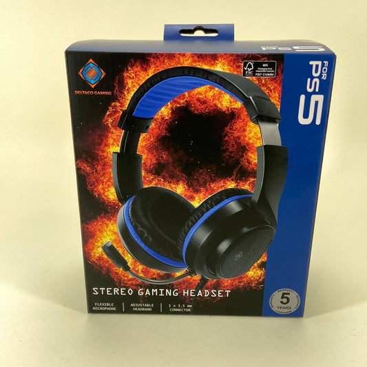 New Gaming Stereo Headset Wired, for PS5, Deltaco, Black/Blue.