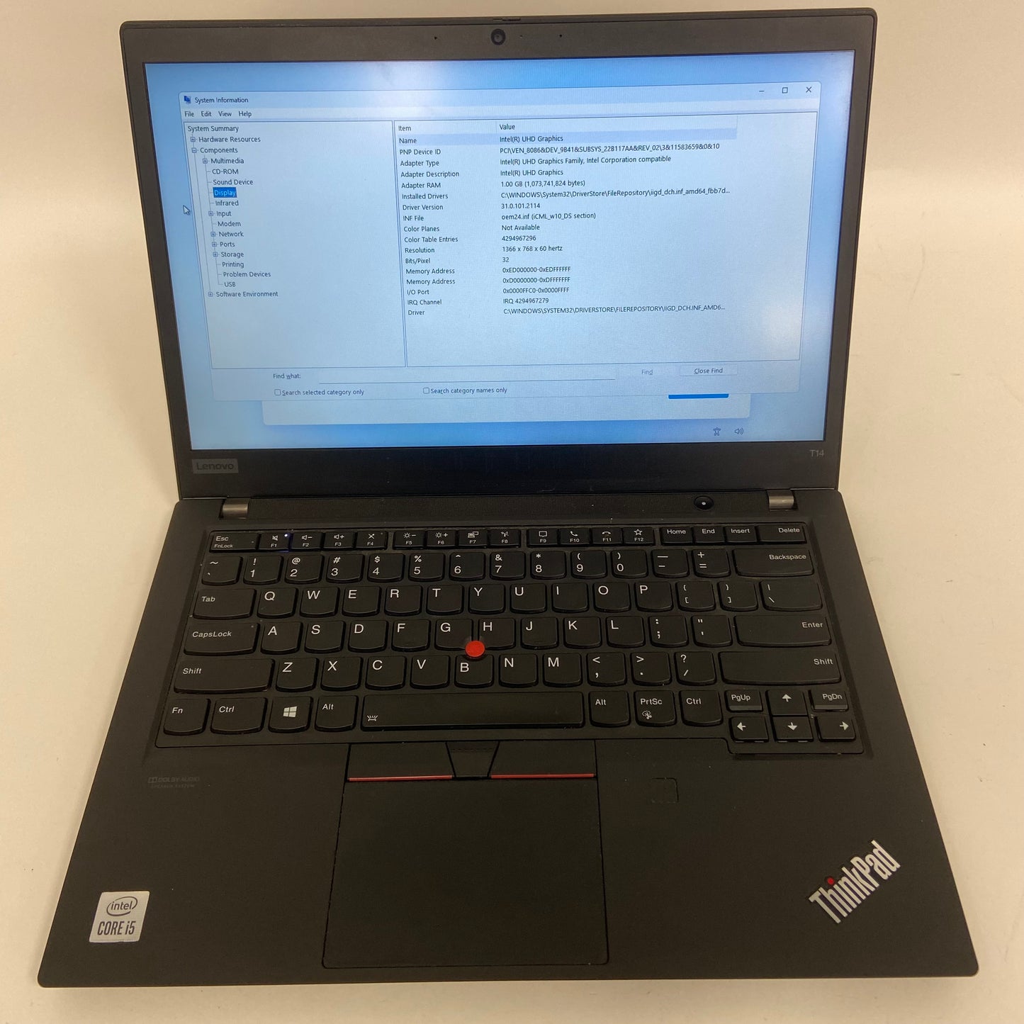 Lenovo ThinkPad T14 Gen 1 20S0002UUS 14" i5-10210U 1.6GHz 8GB RAM 256GB SSD