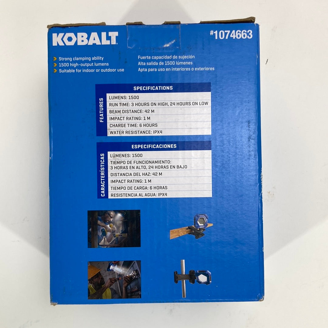 Open Box Kobalt 1500 Lumen Rechargeable Clamp Light #1074663