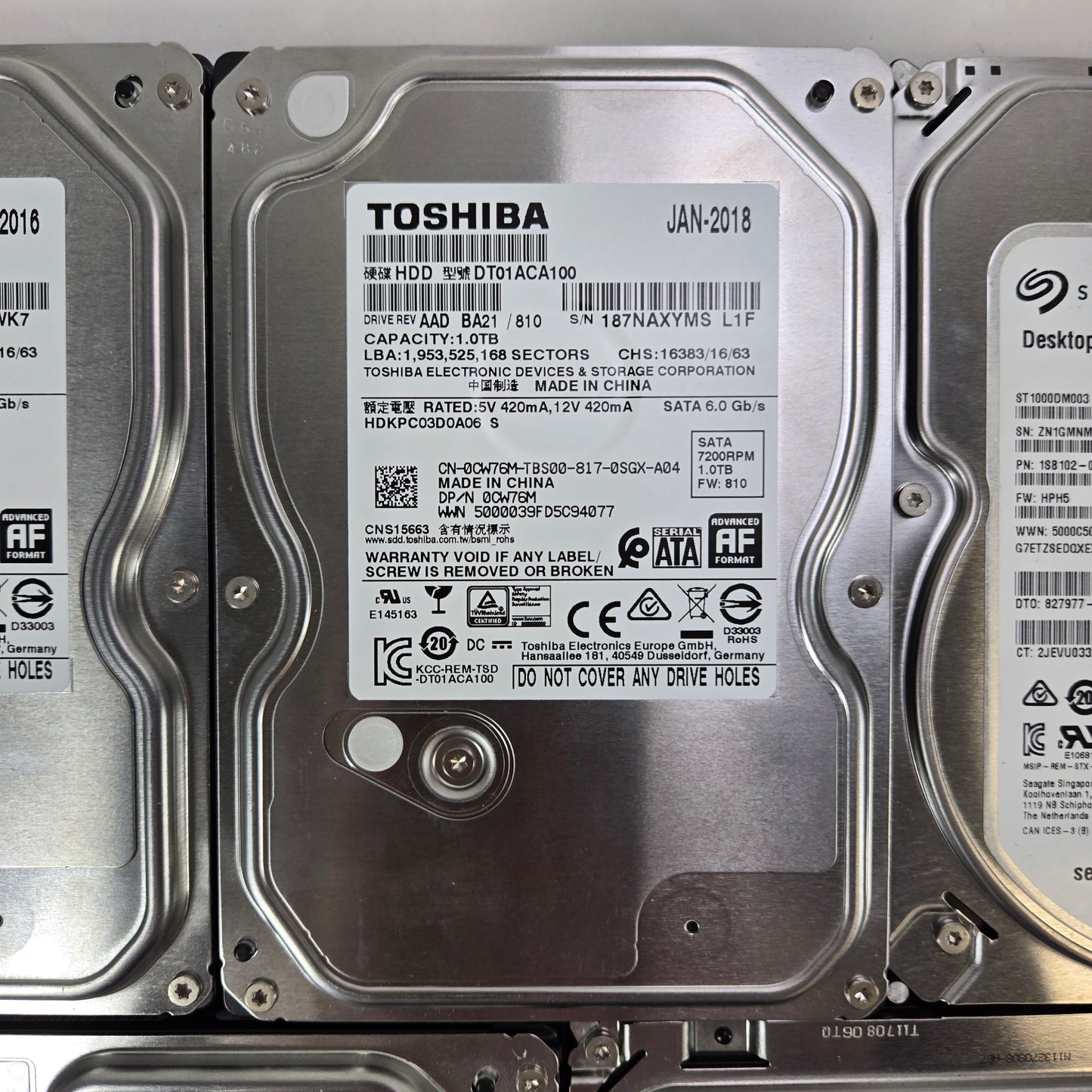 Seagate / Toshiba Lot of 7 1TB 3.5" 7200RPM Hard Drives TESTED WORKING