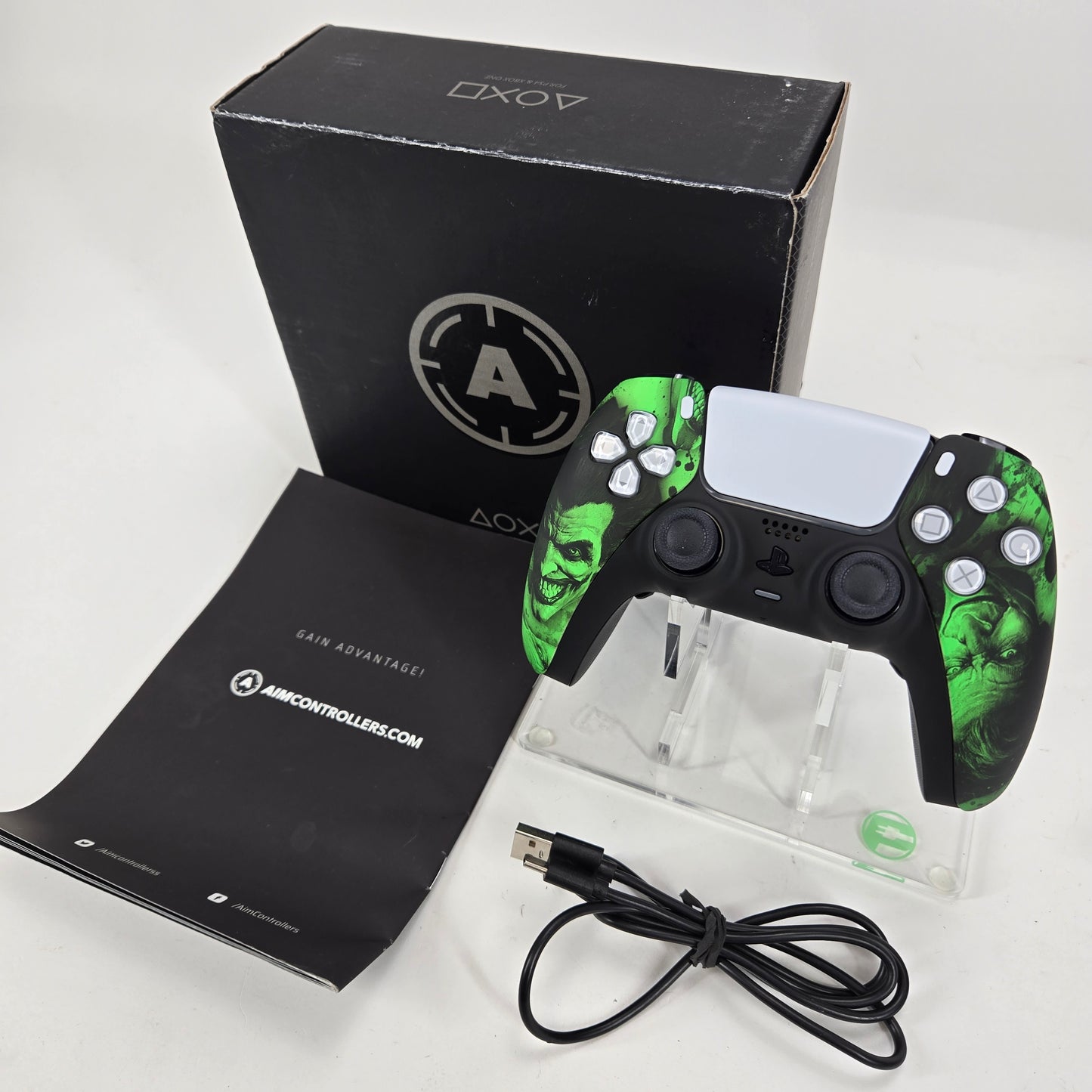 AimControllers Custom Dualsense Wireless PS5 Controller Green Joker CFI-ZCT1W