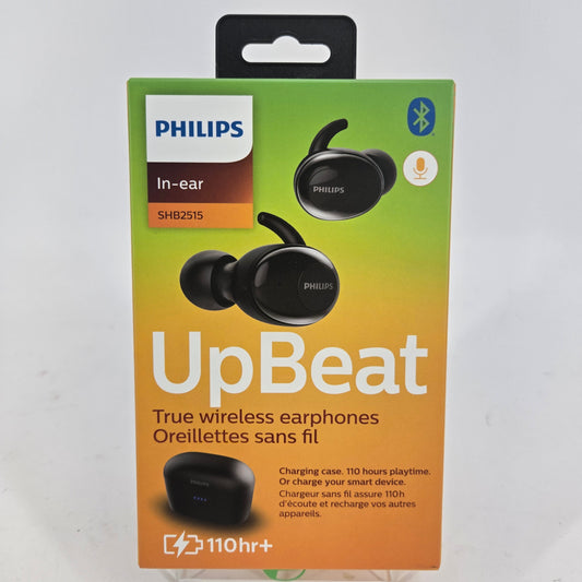 New Phillips UpBeat True Wireless In-Ear Earphones Black SHB2515