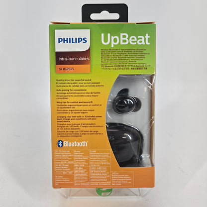 New Phillips UpBeat True Wireless In-Ear Earphones Black SHB2515