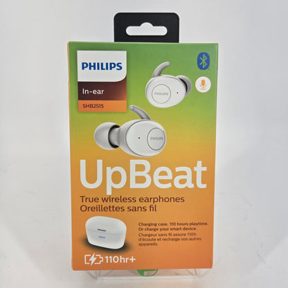 New Phillips UpBeat True Wireless In-Ear Earphones White SHB2515