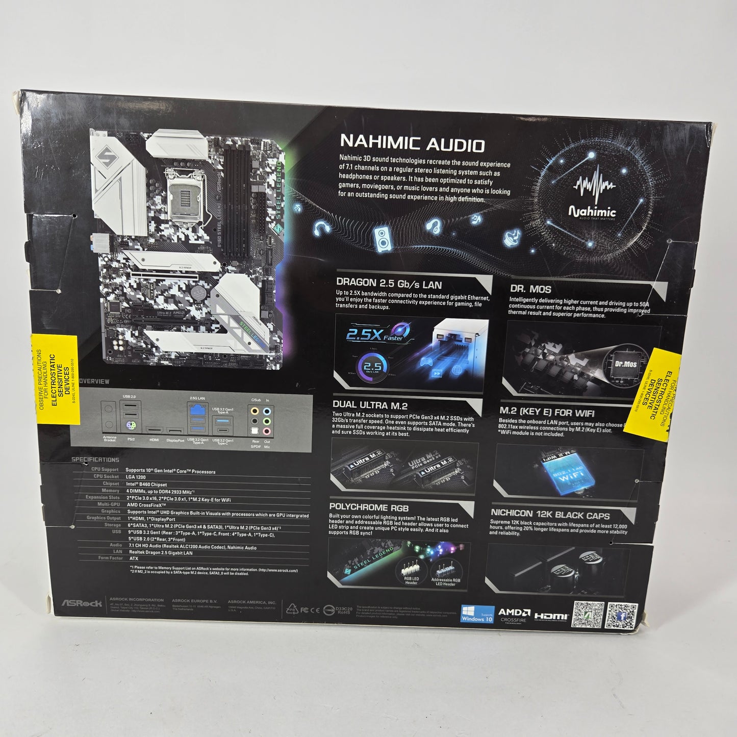 New ASRock B460 Steel Legend LGA 1200 ATX RGB Backlit Gaming Motherboard