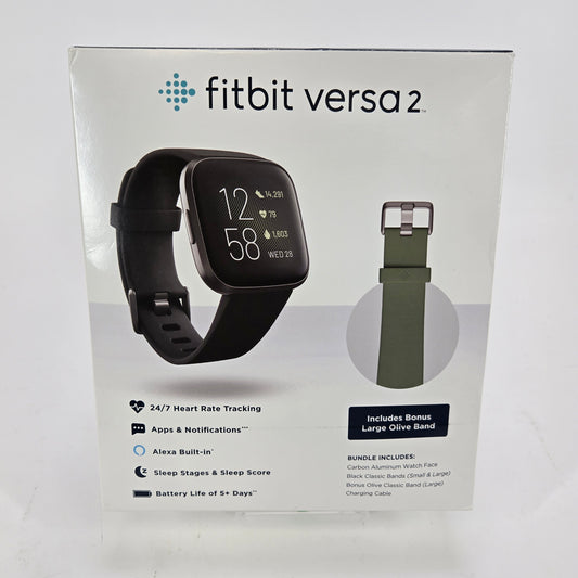 FitBit Versa 2 Health & Fitness Smart Watch FB507BKBK