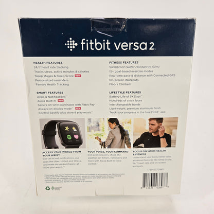 FitBit Versa 2 Health & Fitness Smart Watch FB507BKBK