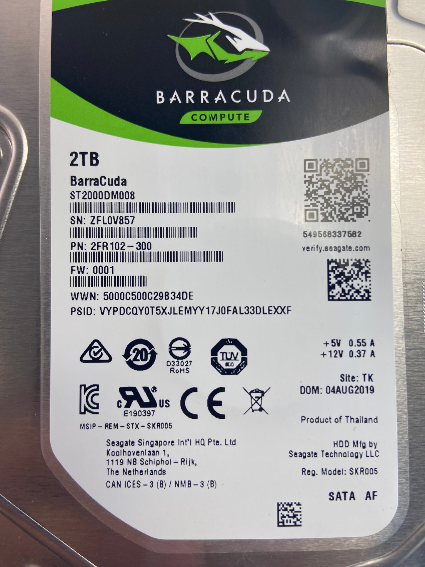 Seagate 3.5" Barracuda 2TB SATA HDD 2FR102-300