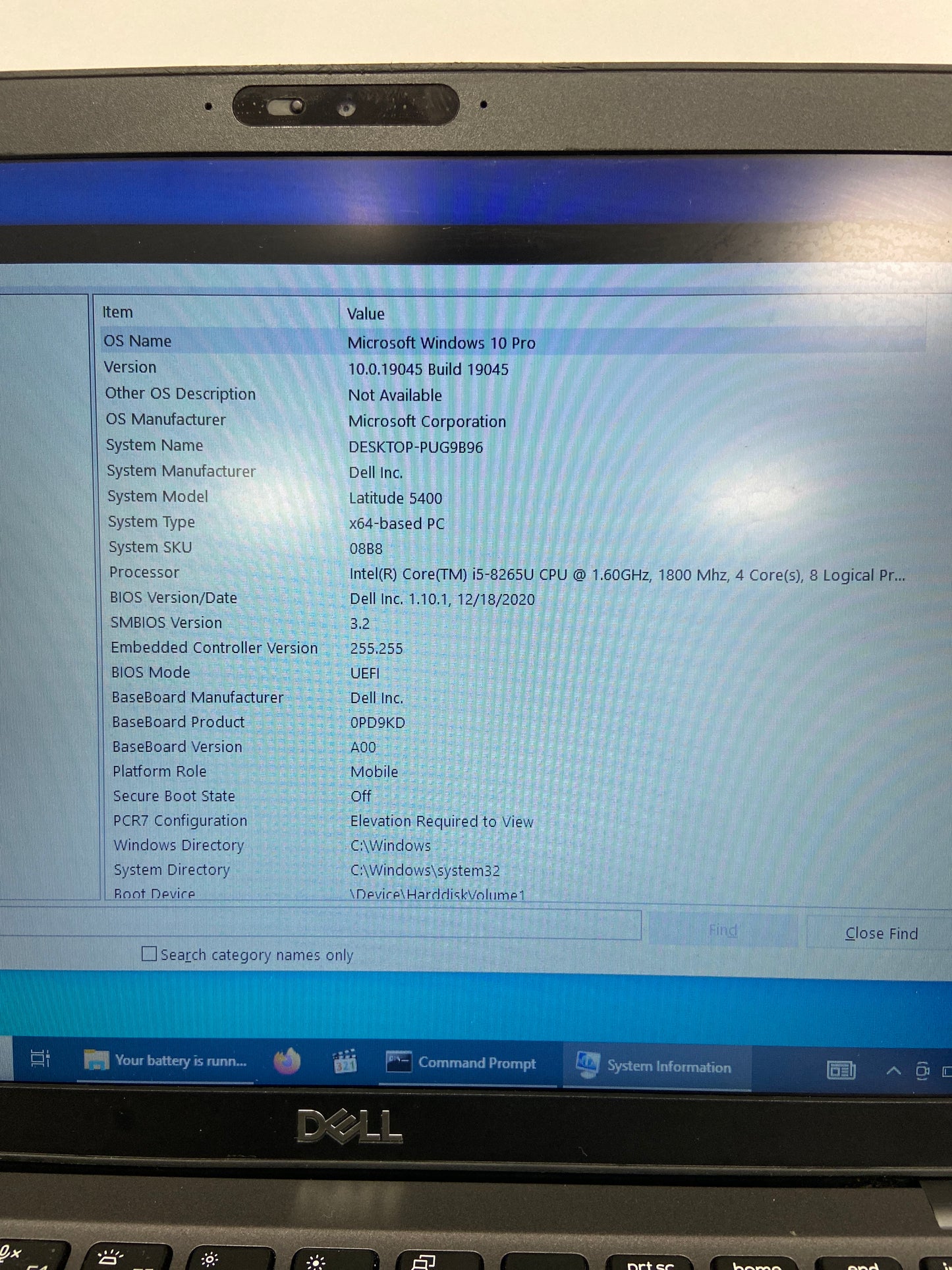 Dell Latitude 5400 P98G 14" i5-8265U 1.9GHz 16GB RAM 500GB HDD