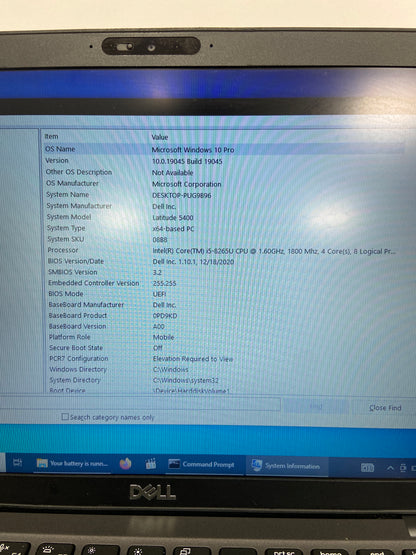 Dell Latitude 5400 P98G 14" i5-8265U 1.9GHz 16GB RAM 500GB HDD