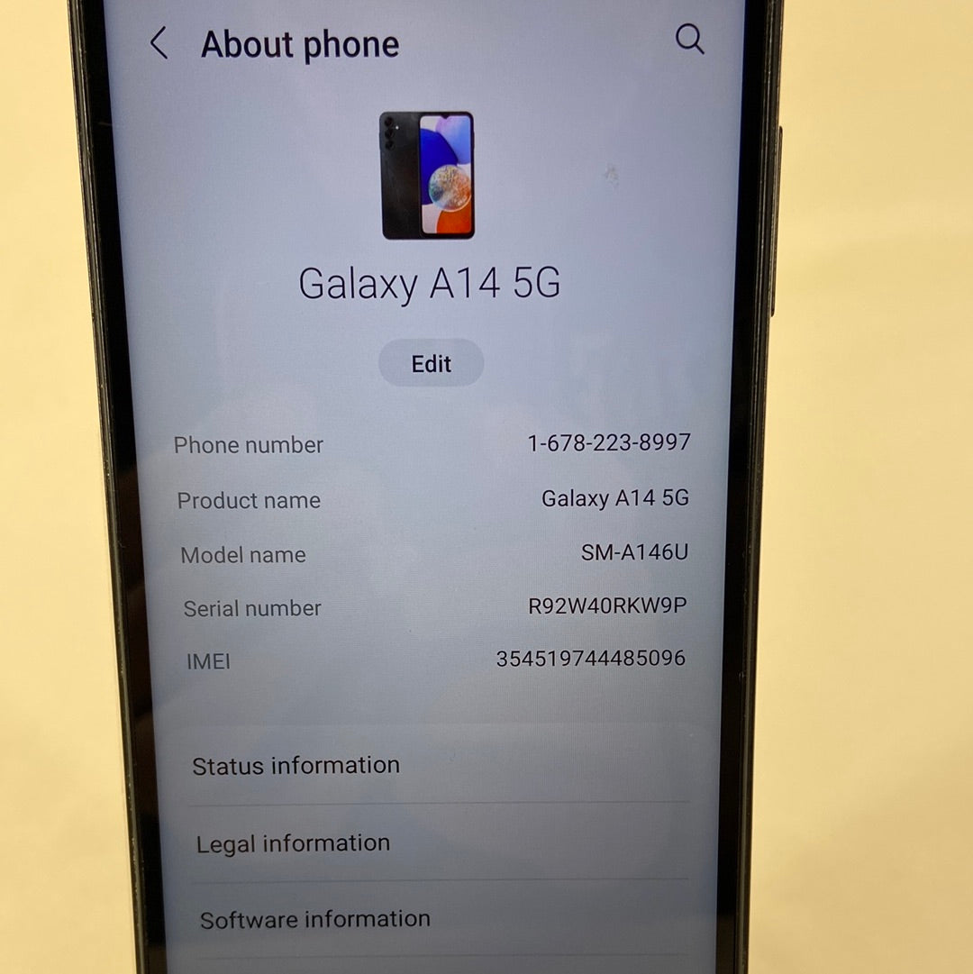 T-Mobile Samsung Galaxy A14 5G 4GB RAM 64GB SM-A146U Black