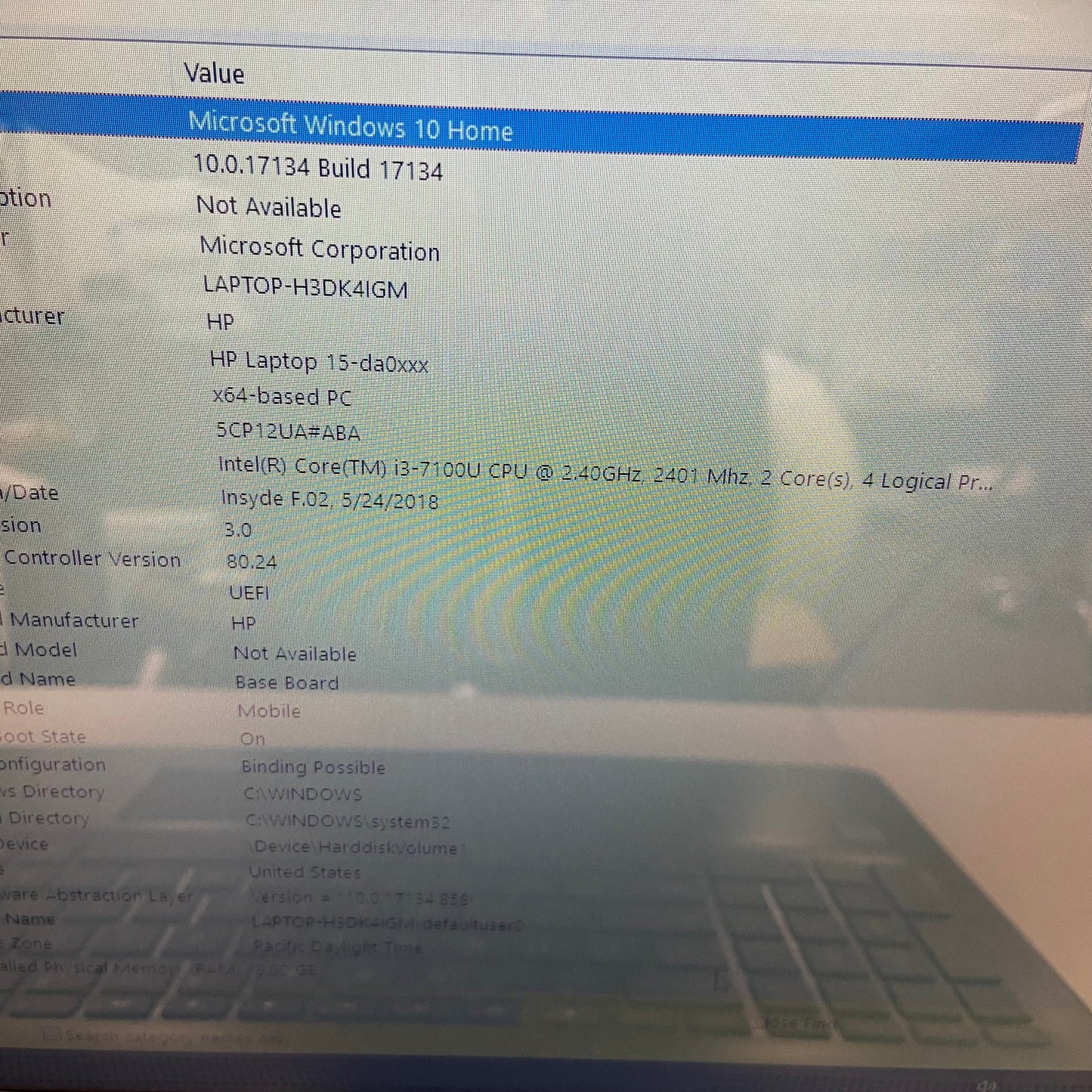 HP 15-da0071ms 5CP12UA 15" i3-7100U 2.4GHz 8GB 1TB HDD