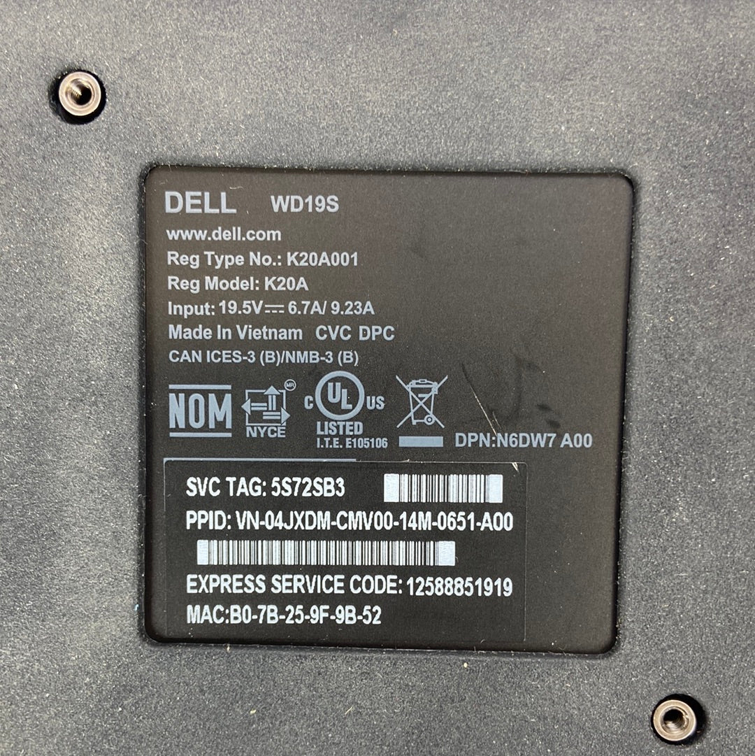 Dell WD19S Thunderbolt Dock K20A & Adapter