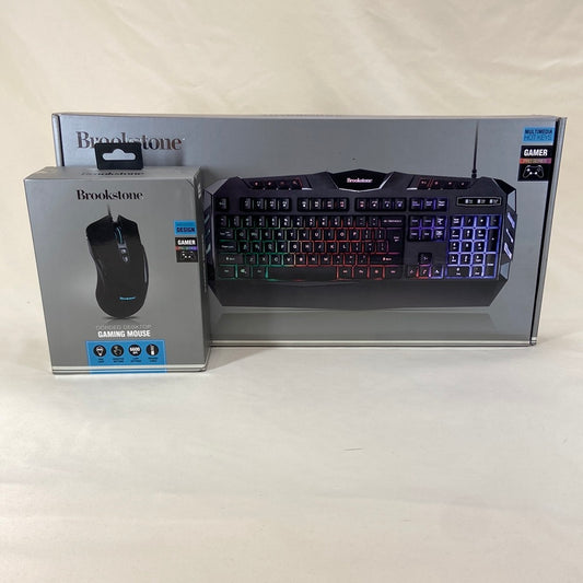 New Brookstone LED Gaming  Keyboard & Mouse with multicolored backlit keys , ,BRGK1102B.