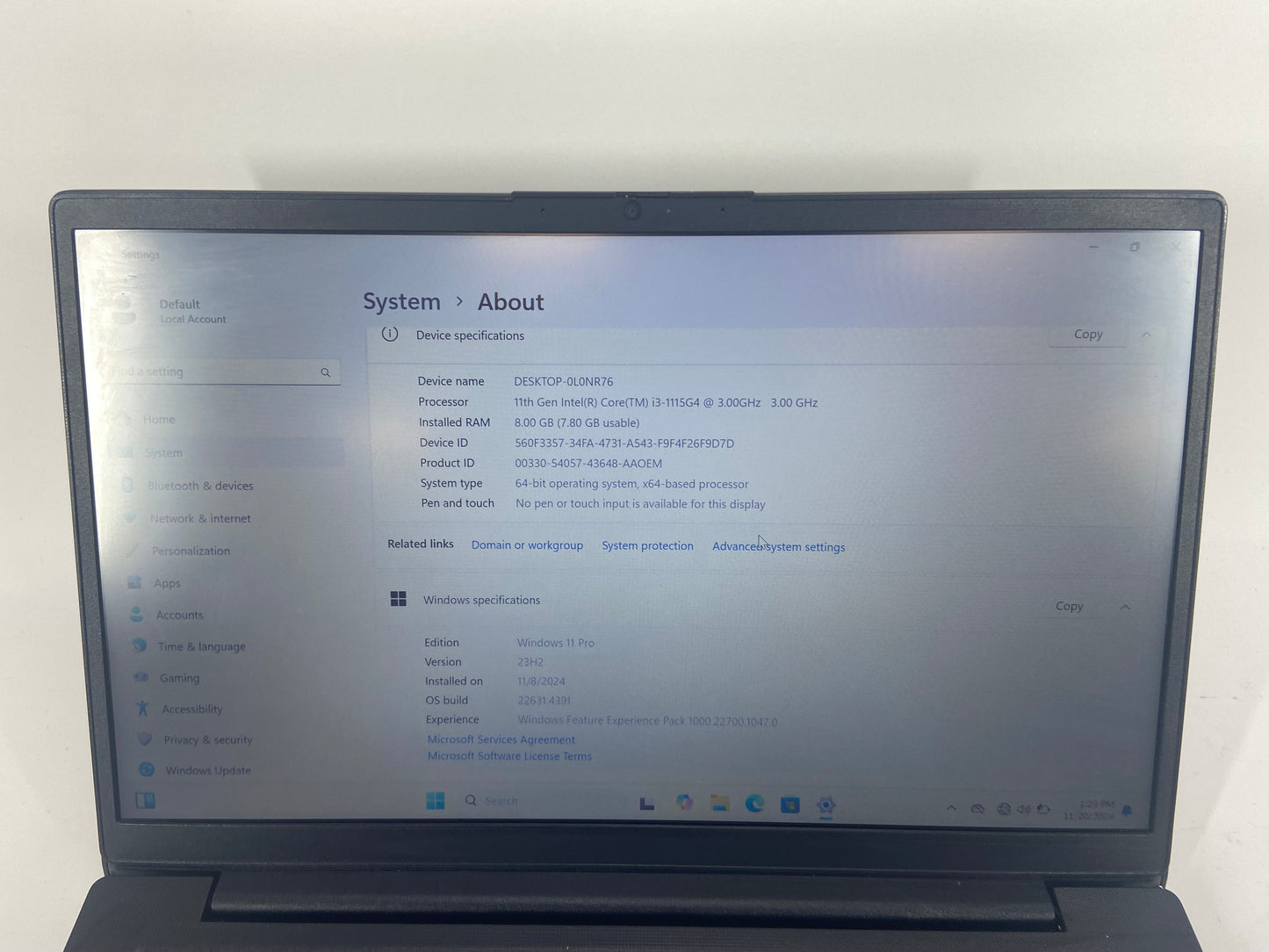 Lenovo Lenovo V14 G2 ITL 005MUS 14" i3-1115G4 3.0GHz 8GB RAM 256GB NVME