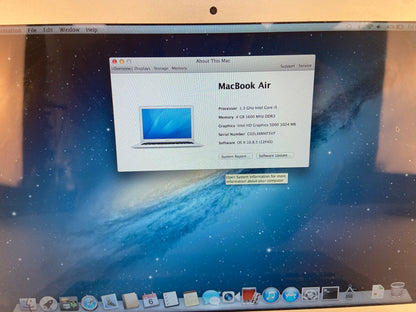 2013 Apple MacBook Air 13" i5 1.3GHz 4GB RAM 128GB SSD Silver A1466