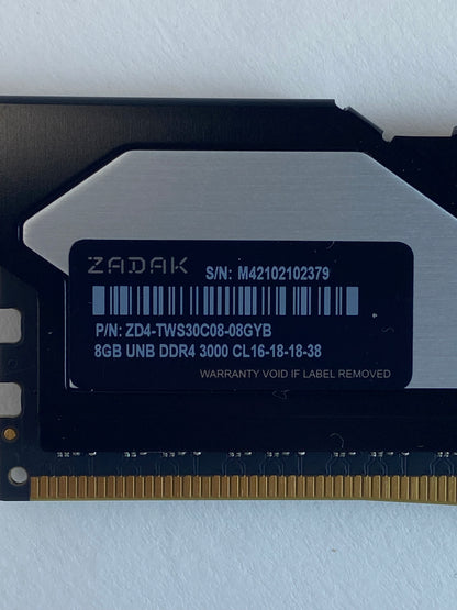 ZADAK RAM 16GB (2x8GB) DDR4 3000MHz ZD4-TWS30C08-08GYB