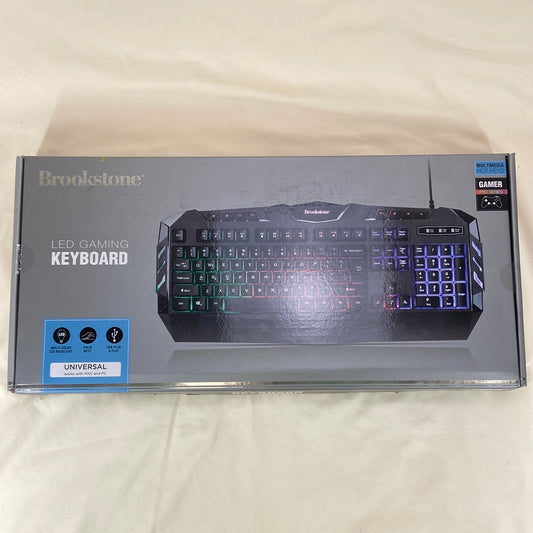 New Brookstone Gaming Keyboard BRGK1102B with Multicolor LED Backlit Keys