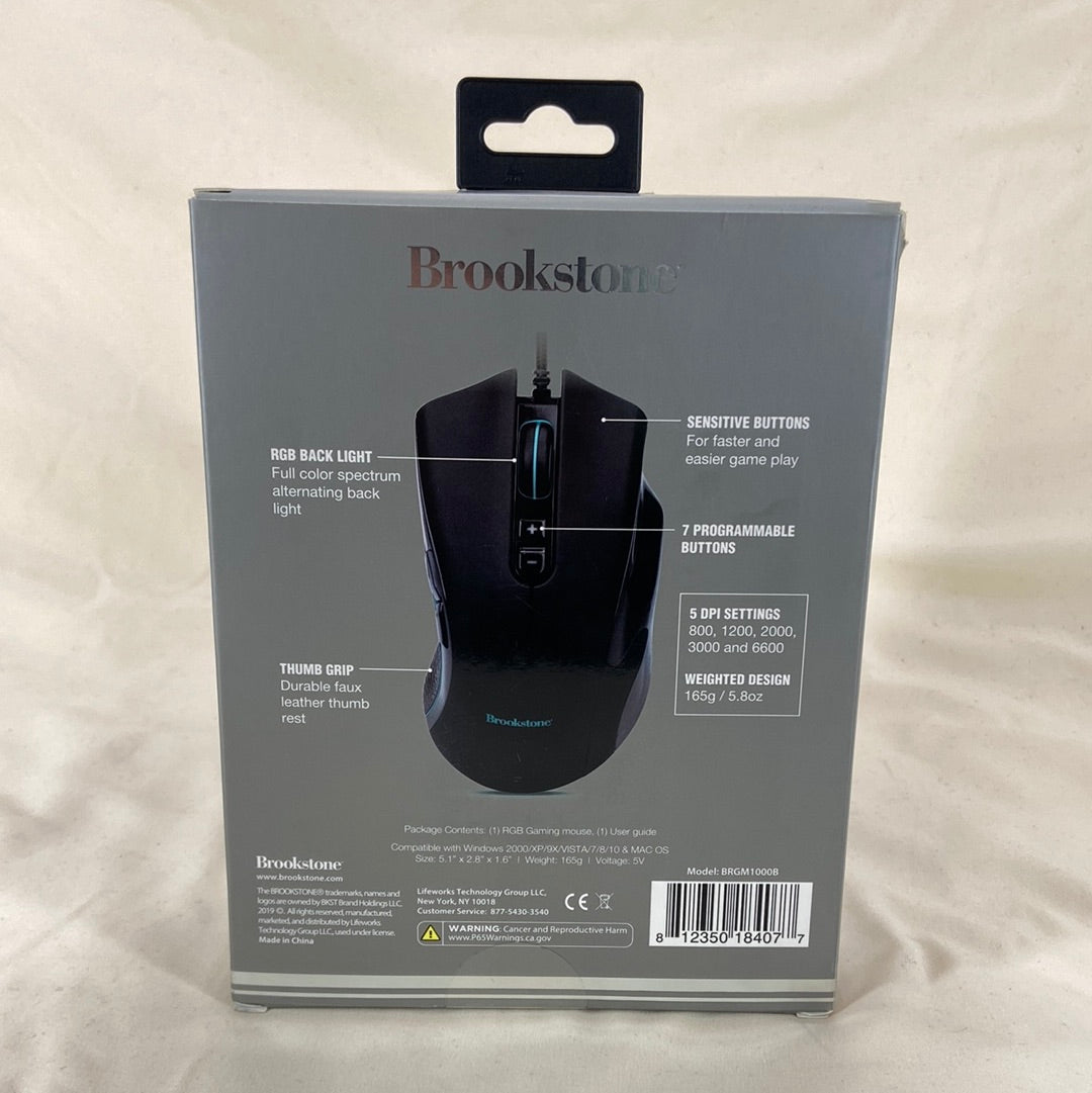 New Brookstone Corded Gaming Mouse BRGM1000B