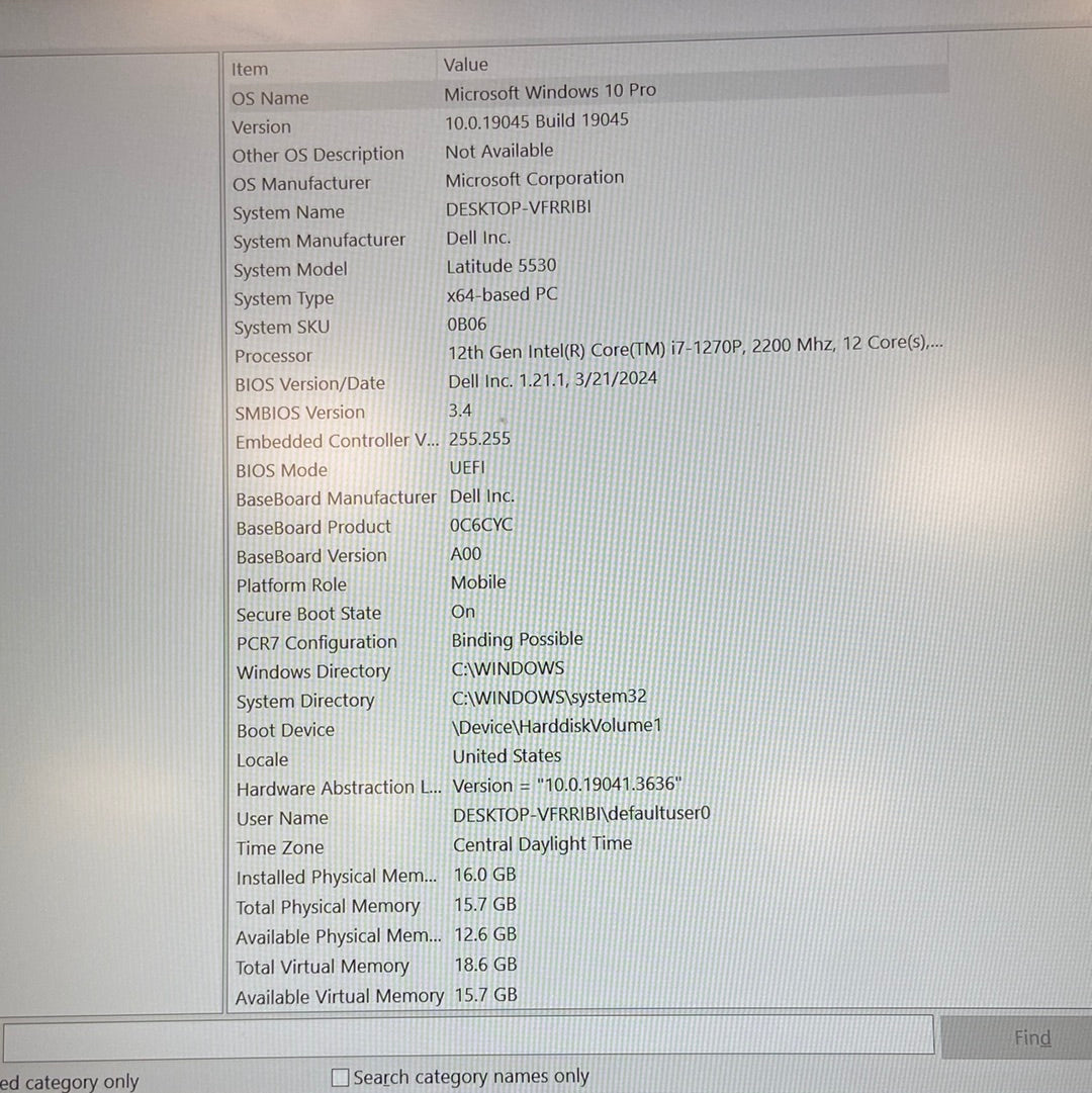 Dell Latitude 5530 15.6" i7-1270U 2.2GHz 16GB RAM 1TB M.2