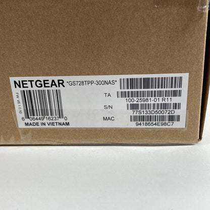 New In Box Netgear Prosafe GS728TPP-300NAS Ethernet Smart Switch - 28 Ports