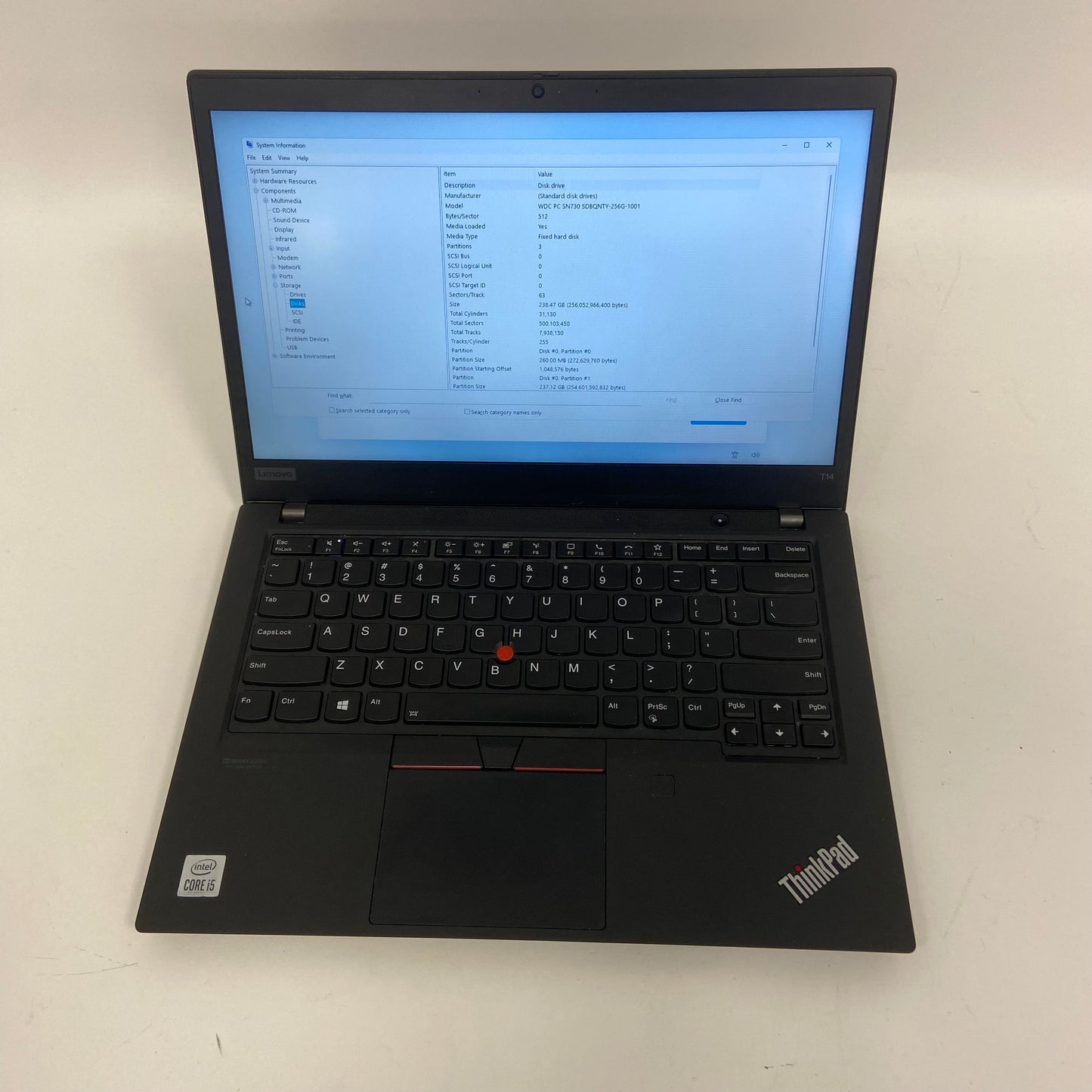 Lenovo ThinkPad T14 Gen 1 20S0002UUS 14" i5-10210U 1.6GHz 8GB RAM 256GB SSD