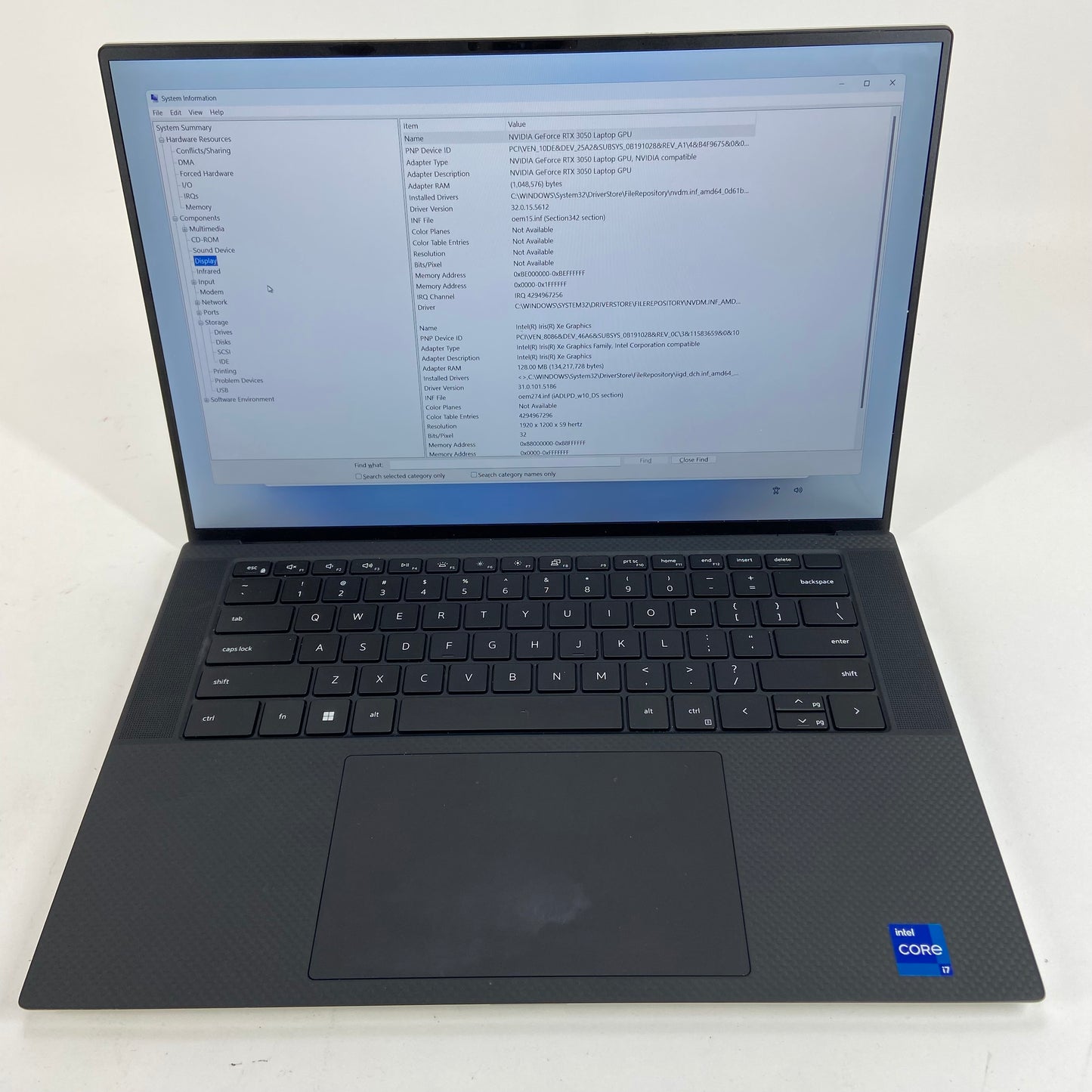 Dell XPS 15 9520 15.6" i7-12700H 4.7GHZ 16GB RAM 512GB SSD RTX 3050