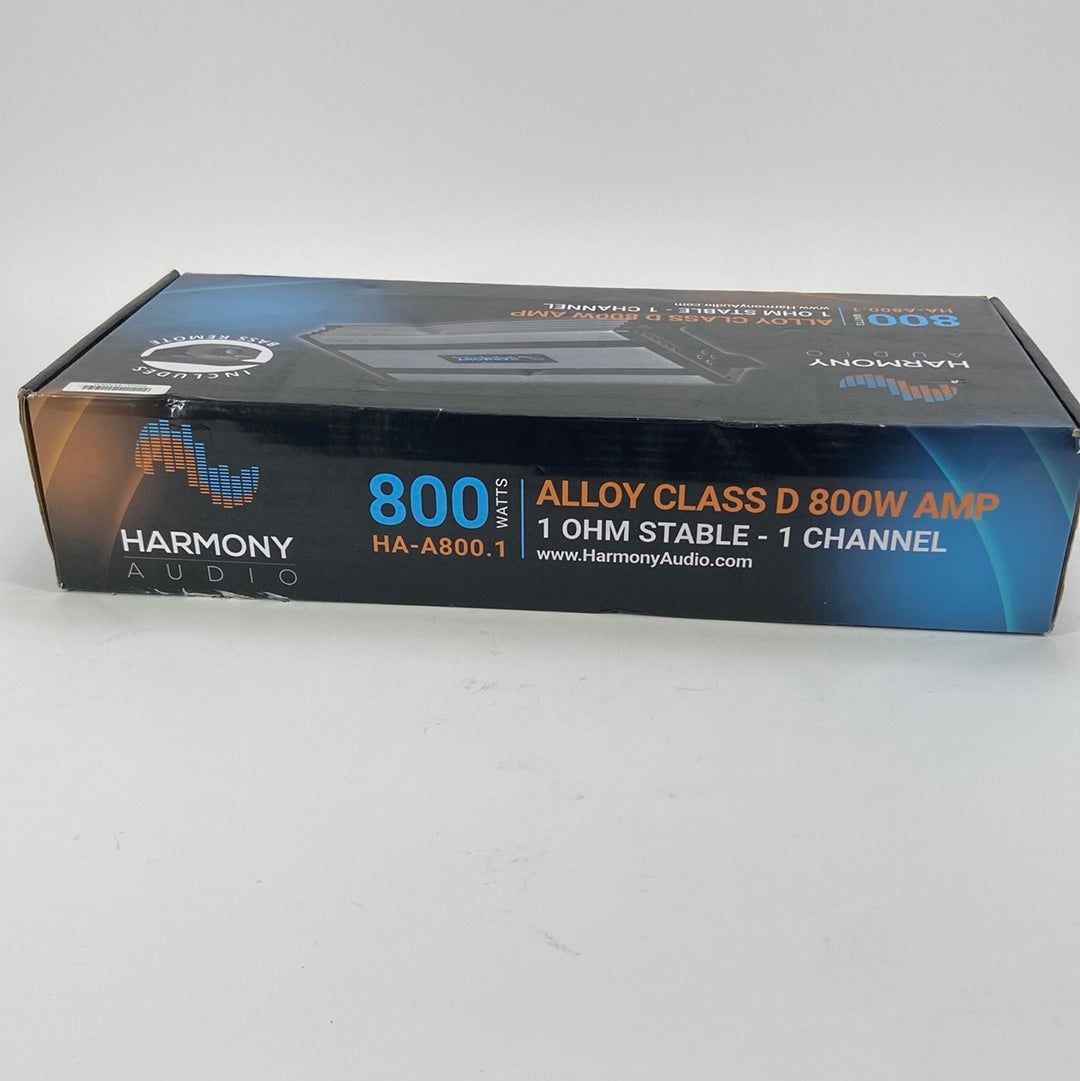 Open Box Harmony Audio HA-A800.1 Car Class D Mono AMP Gray with Bass Remote