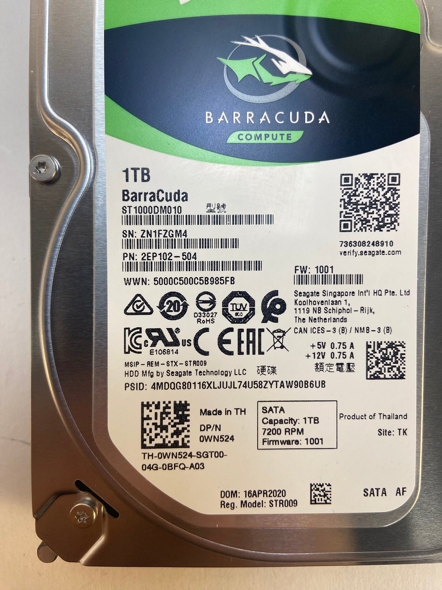 Seagate 3.5" Barracuda 1TB SATA HDD ST1000DM010