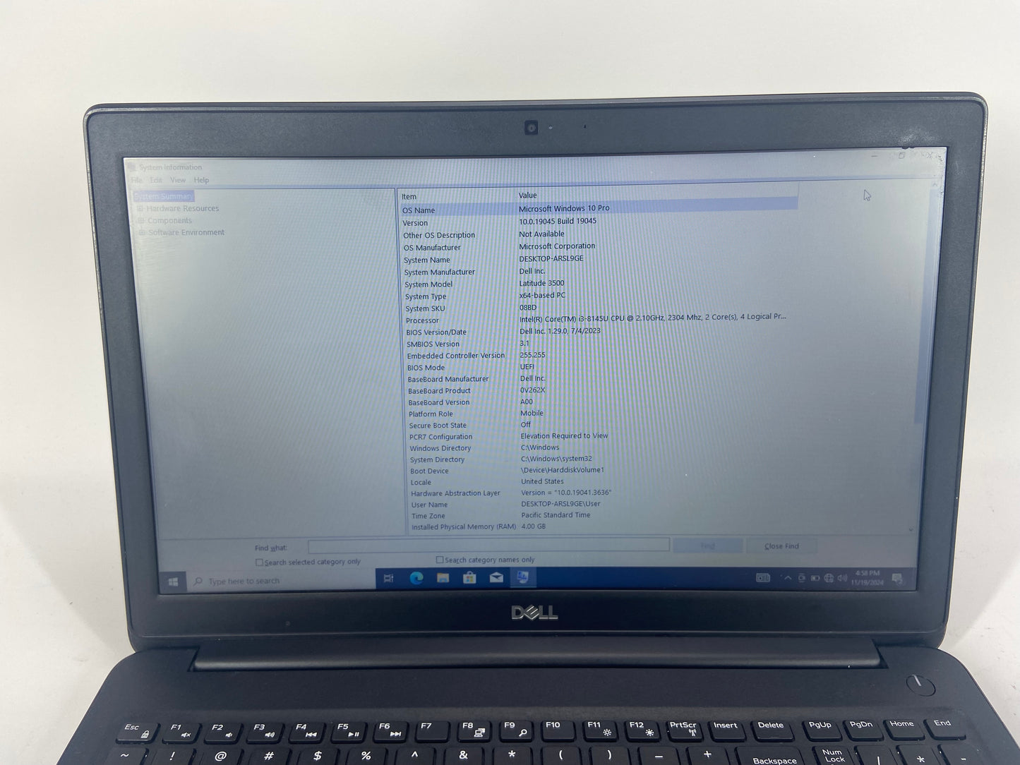 Dell Latitude 3500 P86F 15.6" i3-8145U 2.1GHz 4GB RAM 128GB SSD 1TB HDD