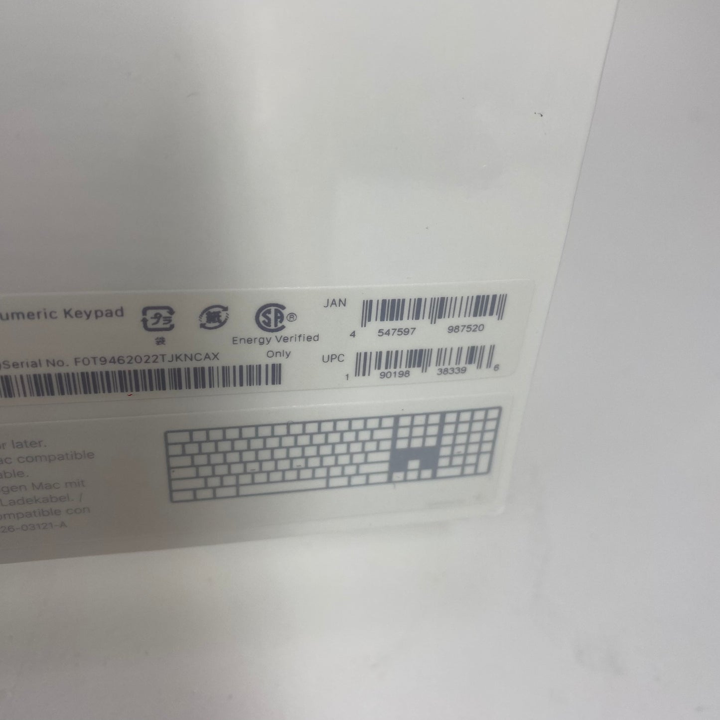 New Apple Magic Keyboard with Numeric Keypad Silver A1843