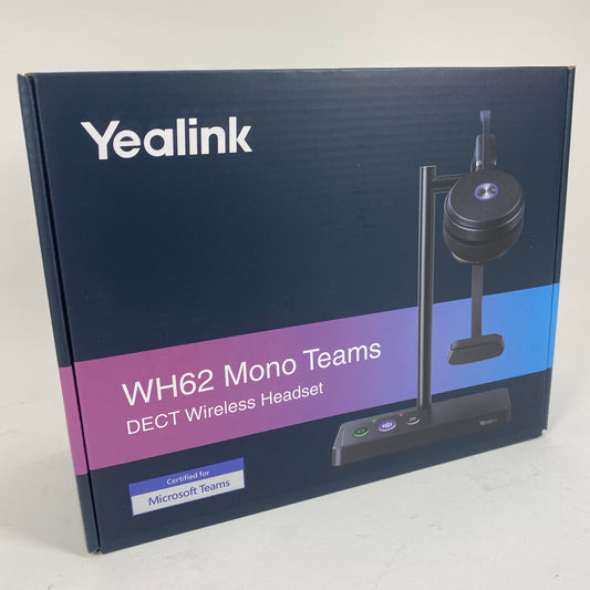 New Yealink WH62 Mono Teams DECT Wireless Headset Headphones Black WHB620