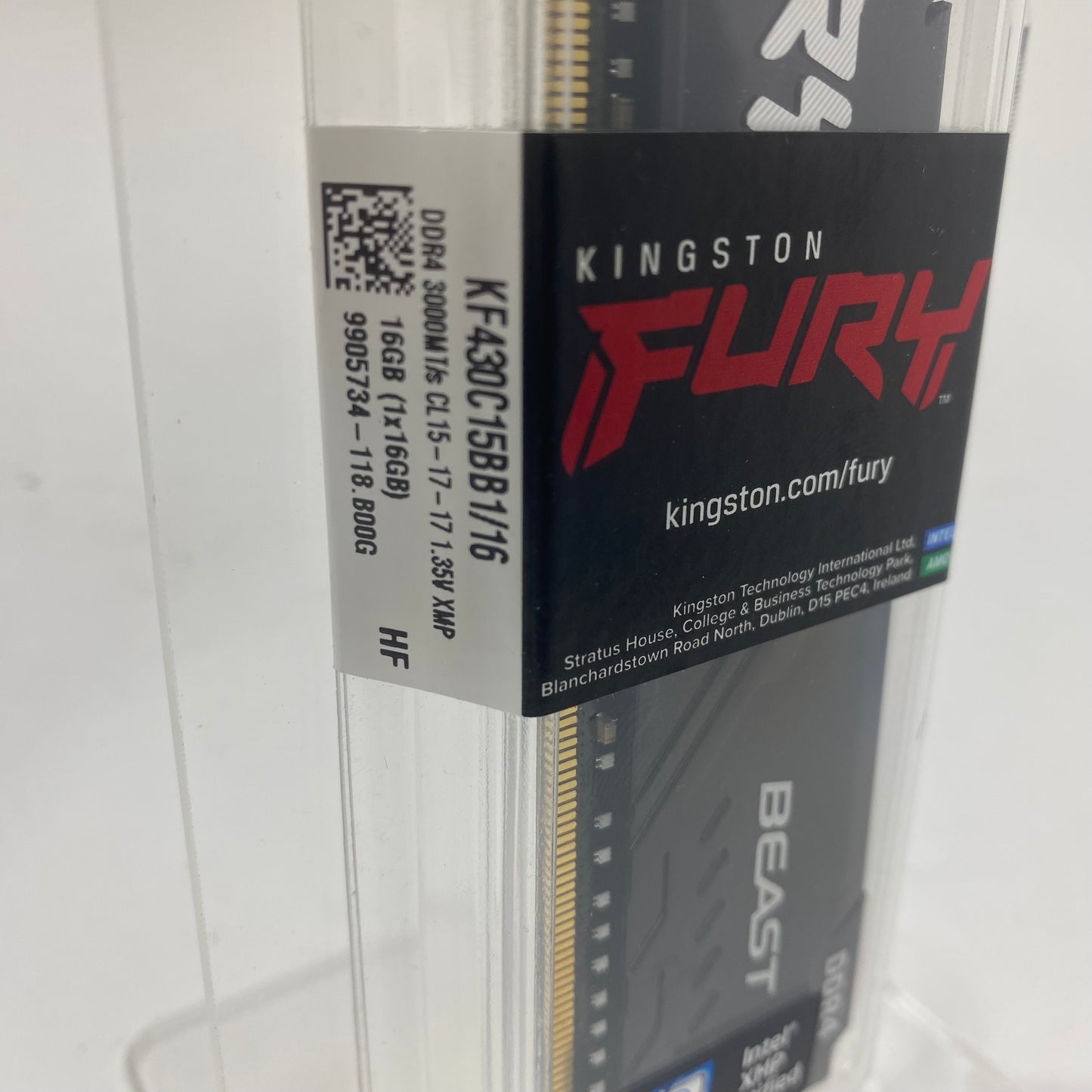 Open Box Kingston FURY Beast 16GB (1x16GB) DDR4 3000MHz KF430C15BB1/16