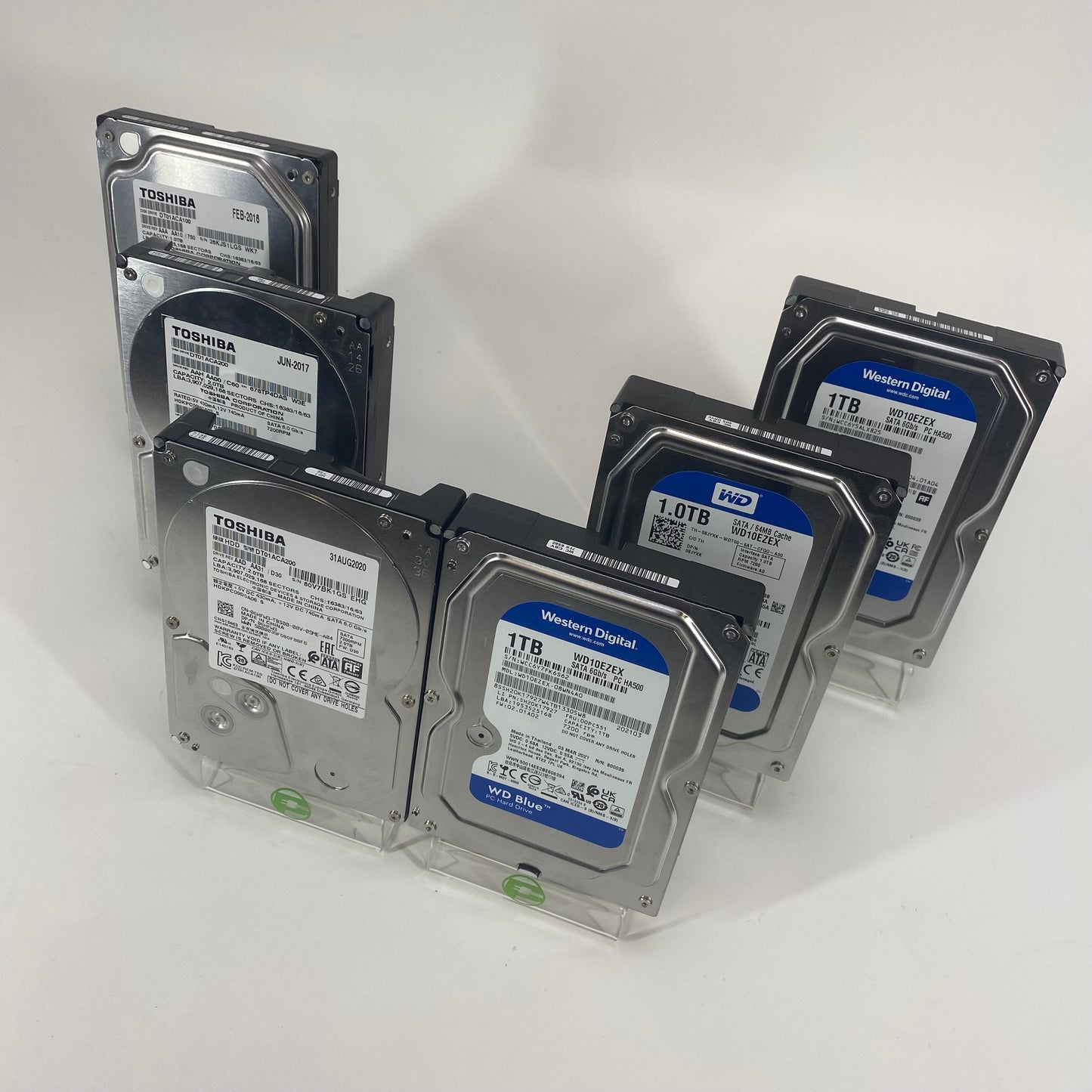 Western Digital / Toshiba Lot of 6 1TB & 2TB Hard Drives TESTED WORKING