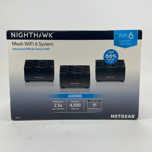 Open Box NETGEAR Nighthawk Tri Band AX3000 Advanced Whole Home WiFi 6 System