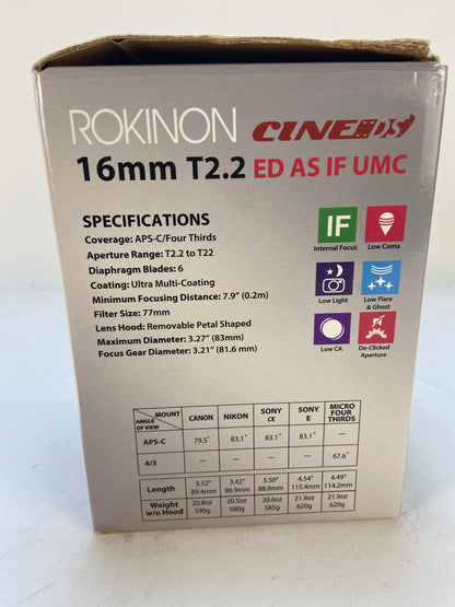 Rokinon Wide Angle Cine DS 4.5-54mm f/1.4 For Canon EF Mount