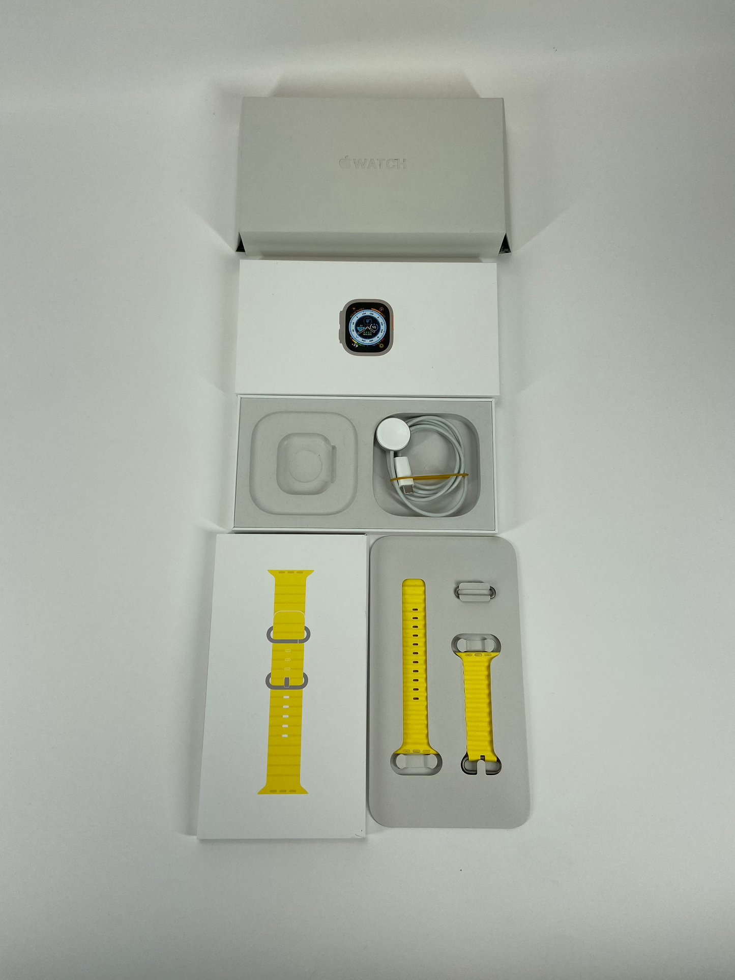 Factory Unlocked Apple Watch Ultra 49MM Titanium Yellow Ocean Band A2622