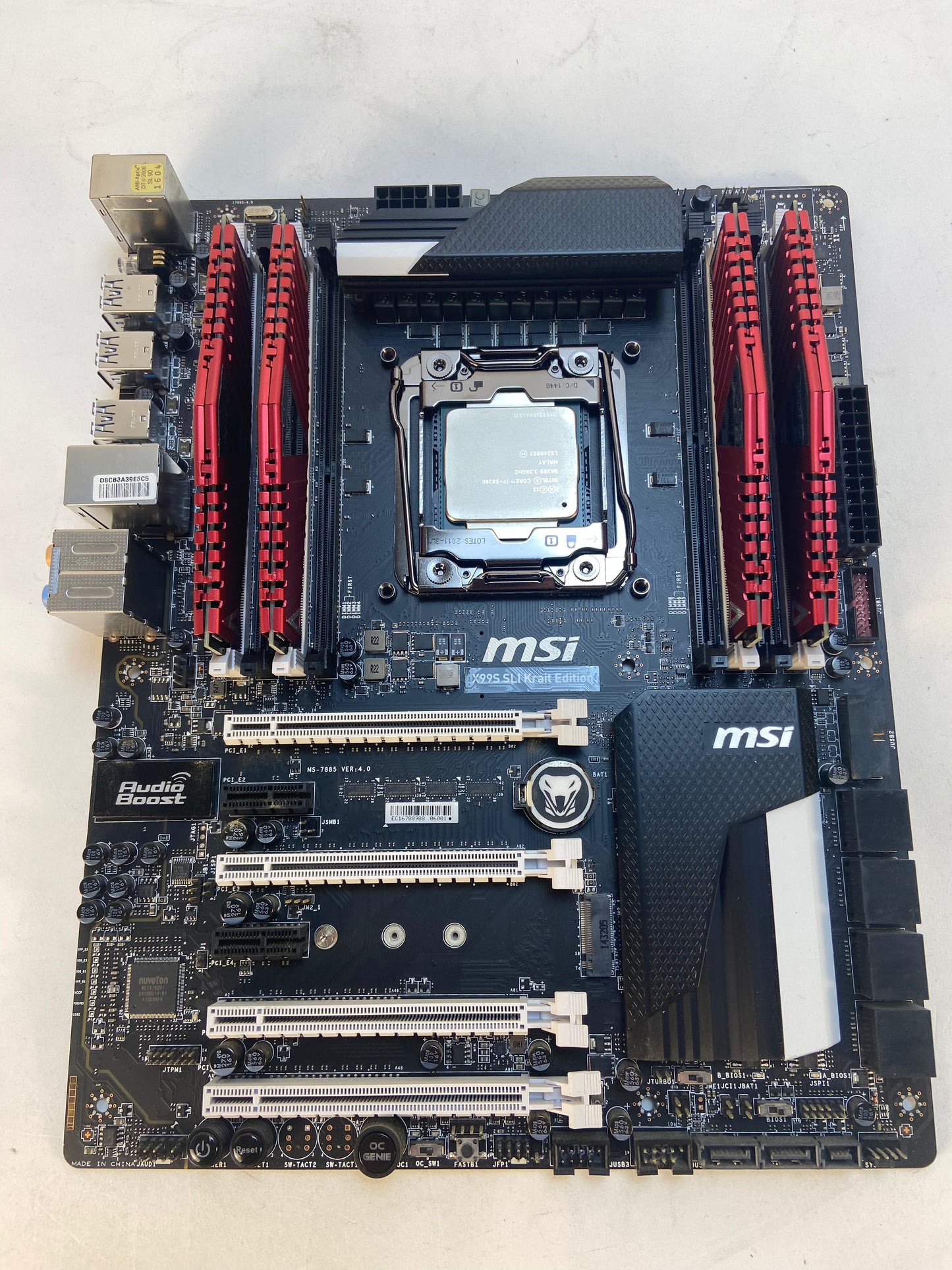 Motherboard, CPU, RAM Combo: MSI X99 SLI Krait Edition, i7-5820K 3.60GHz, 16GB RAM