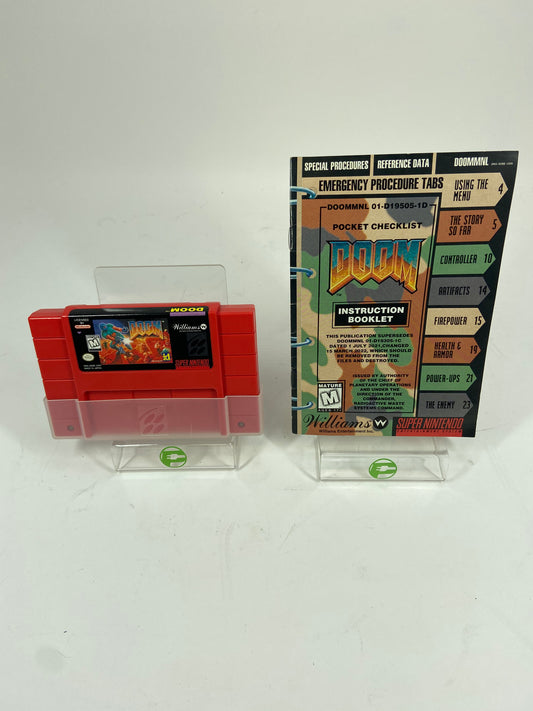 Doom  (Super Nintendo SNES,  1995)   Red Cartridge with Manual