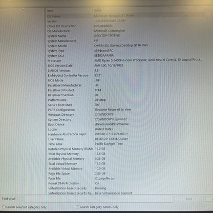 Omen Custom PC Ryzen 5 8400F 4.20GHz 16GB RAM 1TB SSD Nvidia GeForce RTX 5060