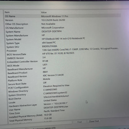 HP EliteBook 840 G10 14" i7-1360P 2.2GHz 16GB RAM 512GB SSD