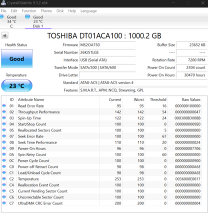 Western Digital / Toshiba Lot of 6 1TB & 2TB Hard Drives TESTED WORKING