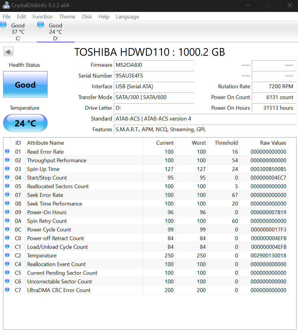 Seagate / Toshiba Lot of 7 1TB 3.5" 7200RPM Hard Drives TESTED WORKING